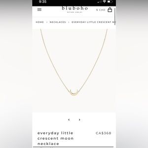 Bluboho everyday little crescent moon necklace in 14k gold